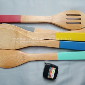 Best Colorful Bamboo Utensils Set Color Handle/Wholesale Bamboo Utensil Sets with Color Handle From China thumbnail-2