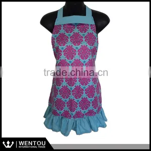 Colorful Circles And Blue Ruffled Chevron Apron thumbnail-3