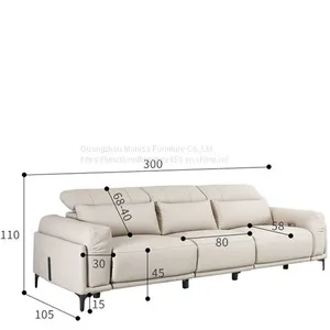 Sofa Living Room Leather Small Apartment Straight Row Leisure Sofa Designer Creative Modern Minimalist Combination Down Sofa thumbnail-4