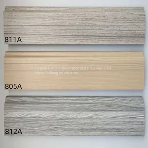 8 Points PVC Footline Stone Plastic Floor Footline Wood Grain Black and White Gray Baseboard Bamboo Fiber Corner Line Wholesale Waterproof Footline thumbnail-1