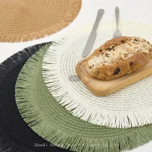 Hand Woven Round Decorative Paper Place Mats Table Mats for Dining Table thumbnail-4