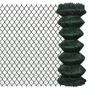 Galvanized Black Chain Link Fence Cyclone Wire Mesh Fence Panel Chain Link Fence for Sport Game thumbnail-2