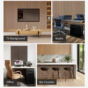 Modern Wood Acoustic Wall Panels Customized MDF Akupanel Sound Absorbing Polyester Slat Factory thumbnail-1