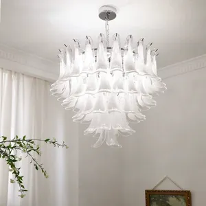 White Murano Saddle-Petal Tiered Chandelier - Chrome E14, Dia 80cm thumbnail-3