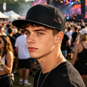 Blank 7 Panel Flat Bill Mesh Trucker Hat Breathable Snapback Baseball Cap Custom Logo Outdoor Sports Hat for Wholesale thumbnail-1
