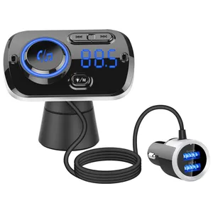 OEMBC49BQ FM Transmitter Car Kit Handsfree Wireless Bluetooth MP3 Player Dual USB QC3.0 Fast Charger thumbnail-1