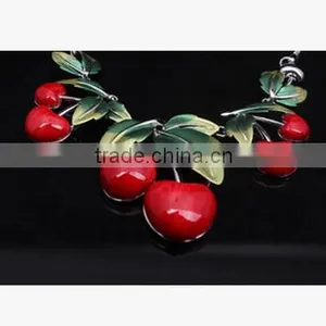 2015 Fashion New Design Big Red Cherry Necklace Sets Quality Choice thumbnail-2