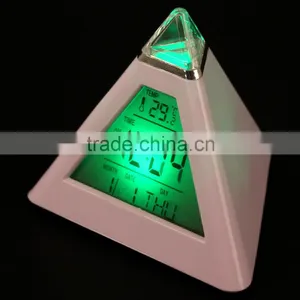 2016 Electronic Pyramid Thermometer Date Display LCD Alarm Clock thumbnail-1