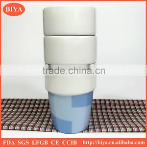 Custom Print Mug White Porcelain Round Stackable Coffee Cup With Decal Printing Double Colors no Handle Tea Mug thumbnail-2