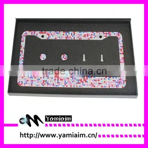 Mixed Color Diamond Crystal License Plate Frame Car Accessories Auto OEM Girly Gift thumbnail-1