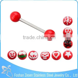 316L Barbell UV Glitter Bioplast Tongue Rings Body Piercing thumbnail-5