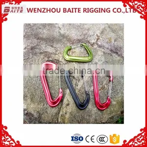 Outdoor Blue D Shaped Carabiner Bit Aluminum Snap Hook, Mini Carabiner Hammock Aluminum Spring Hook thumbnail-2