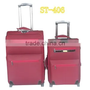Manufacture of Hot Selling Luggage Two Wheels 600D Two Tone Fabric Trolley Sets thumbnail-1