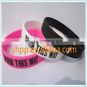 Custom LADY GAGA BORN THIS WAY Skinny Silicone Rubber Wristband Bracelet Band thumbnail-2