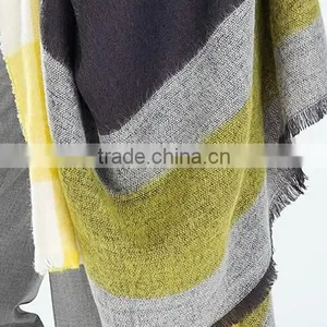 Stripe Infinity Scarf - Cotton Jersey Knit - Wide Stripe Scarf, Blanket Scarf, Oversized Plaid Tartan Pashmina thumbnail-2