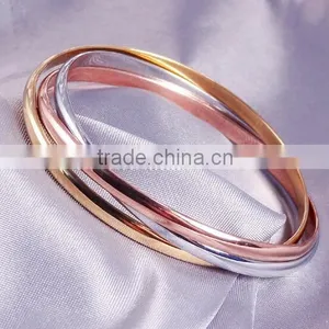 Mens And Womens Stainless Steel Tri Gold Bangle Bracelet Wholesale Quality Choice thumbnail-2