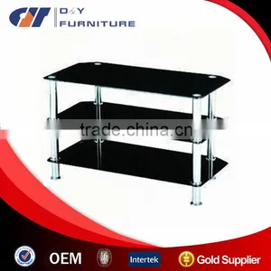 Glass TV Stand With Stainless Steel Tube and Tempered Glass thumbnail-3