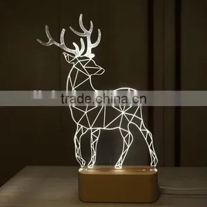 New Deer 3D Led Lamp With Solid Wood Base thumbnail-2