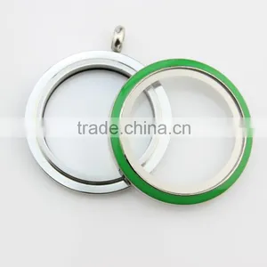 Trending Hot 316L Stainless Steel Green Enamel Glass Screw Floating Charms Locket thumbnail-1
