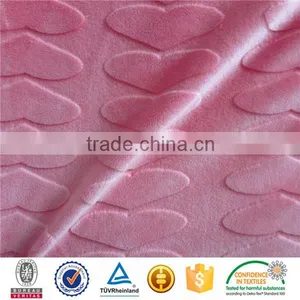 Chine Supplier Polyester Pink Color Heart Pattern Burnout Polyester Spandex Velboa Fabric thumbnail-2