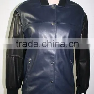 Women PU Jacket 2016 New Design Blue Color thumbnail-2