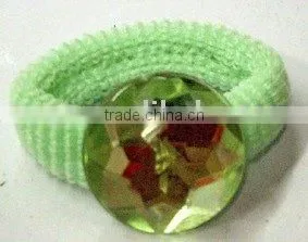Green Rhinestone Beaded Ponytail Holder thumbnail-1