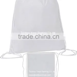 Custom Drawstring Backpack Bag, Promotional Polyester Drawstring Bag, Eco Bag Polyester, White Drawstring Bag thumbnail-1