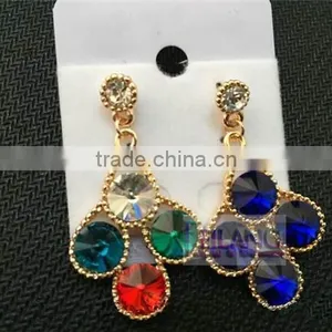 Retro Exaggerated Diamond Flower Earrings Multicolor Drop Earrings thumbnail-2