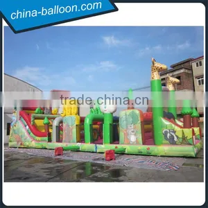 Inflatable Zoo Bouncer / Animal Cartoon Inflatable Obstacle Bouncy for Kindergarten thumbnail-1