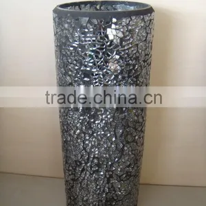 SILVER CRACKLE CYLINDER VASE thumbnail-1