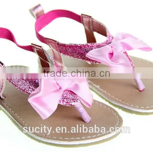 Wholesale Elegant Sexy Girls Flat Rose Red Sandals With Bow thumbnail-2