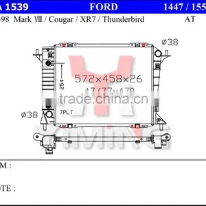 Auto Radiator for Fordd Mark VIII Cougar XR7 Thunderbird 93-98 AT 26mm thumbnail-1