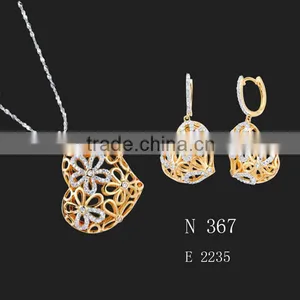Latest Fashion Jewelry Set Earrings Necklace Gold Plated thumbnail-1
