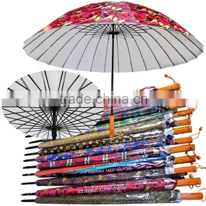 2016 Cheap Wholesale Wooden Handle Nigeria Market 16k 24k Silver Printed Golf Umbrella thumbnail-4
