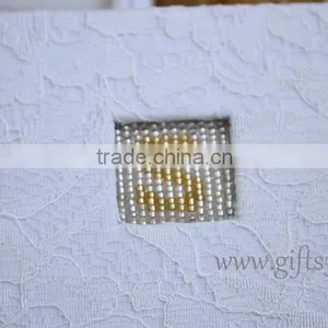 Elegant Wedding Ring Jewelry Box With Beaded Name Plate of S thumbnail-4