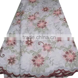 African Organza Lace With Sequins Embroidery CL8197-4red+white thumbnail-1