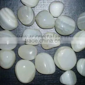 White Banded Natural Onyx Tumbled Pebbles Stone thumbnail-1