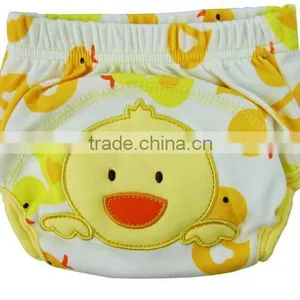 3 Layer Baby Cloth Nappy, Lovely Duck Baby Diaper, Reusable Baby Nappy, Cartoon Embroidered Training Baby Cloth Nappy, thumbnail-1