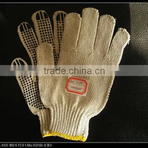 Seamless Inspection Gloves Men's Natural White Knitted Working GLoves PVC Dot Palm Cotton Gloves Multi Color Cotton Knit Gloves thumbnail-1