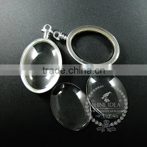 30*40mm Silver Plated Alloy Oval Photo Frame Glass Pendant Charm DIY Bezel Setting With Glass Tray Jewelry Supplies 1820286 thumbnail-3