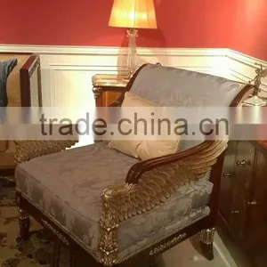 Vintage Style Castle Single Sofa Exquisite Hand Carved Wing Arm Sofa Imperial Gold Painted One Seat Sofa Chair thumbnail-1