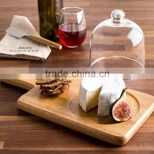 Wood Tray With Glass Cloche thumbnail-1