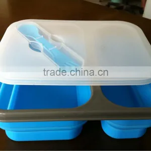 2015 Wholsale 2 Compartment Silicone Collapsible Lunch Box,silicone Lunch Container thumbnail-4