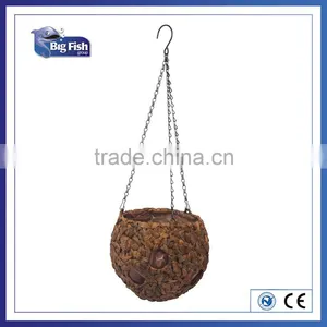 9"Water Hyacinth Hanging Basket Planter Made From Natural Rattan Woven Around a Strong Wire Frame thumbnail-1