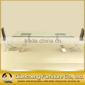New Simple Design Clear Glass Dining Table for 8 People thumbnail-1