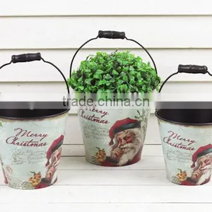 Hot Selling Christmas Tin Buckets Christmas Metal Pails, Metal Bucket thumbnail-1