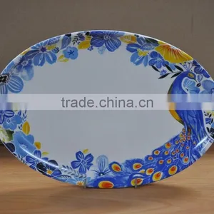 Porcelain Fish Plate With Peacock Decal thumbnail-1