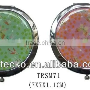 Fashion Design Round Foldable Matel Material Pocket Compact Mirror thumbnail-1