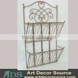 Rustic Metal Wire Wall Mounted Book Rack thumbnail-1