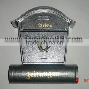 FQ-103 Wall Mounted Iron Plate Mailbox With or Without Newspaper Cube for Outside Can be Painting With Different Colors thumbnail-1